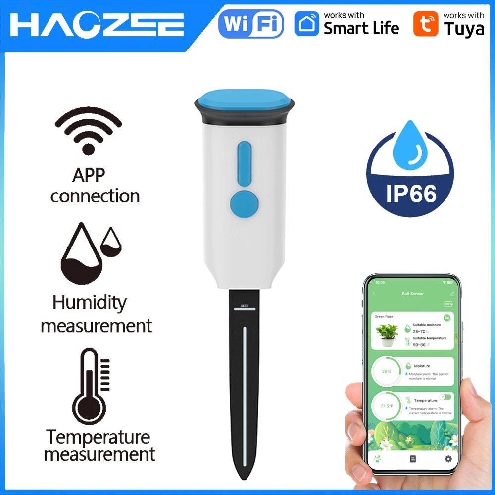 Smart Soil Sensor - Haozee Tuya Smart WiFi Bodenfeuchtigkeitssensor IP66