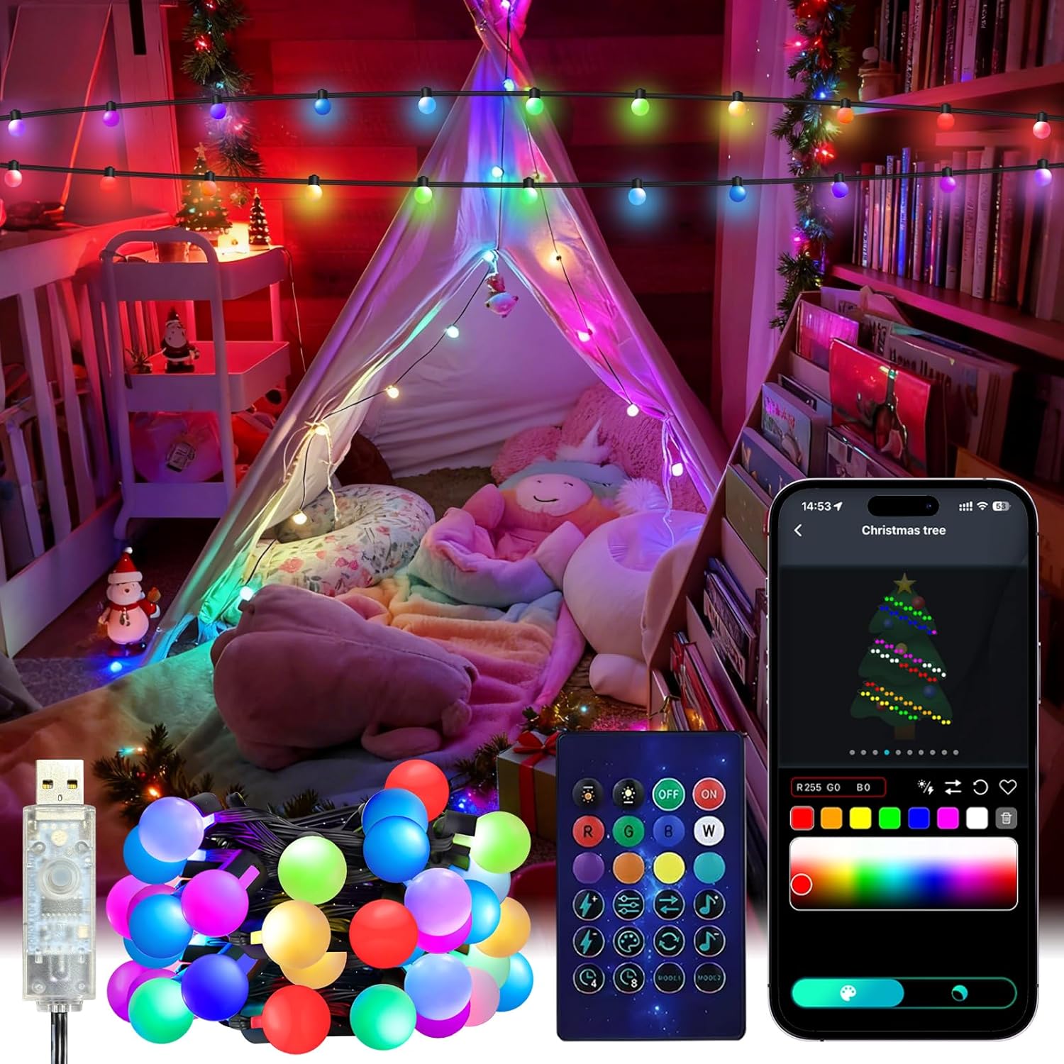 Smart Garden Outdoor - Smart Globe Lichterkette, 5/10 m, RGB-Farbwechsel,