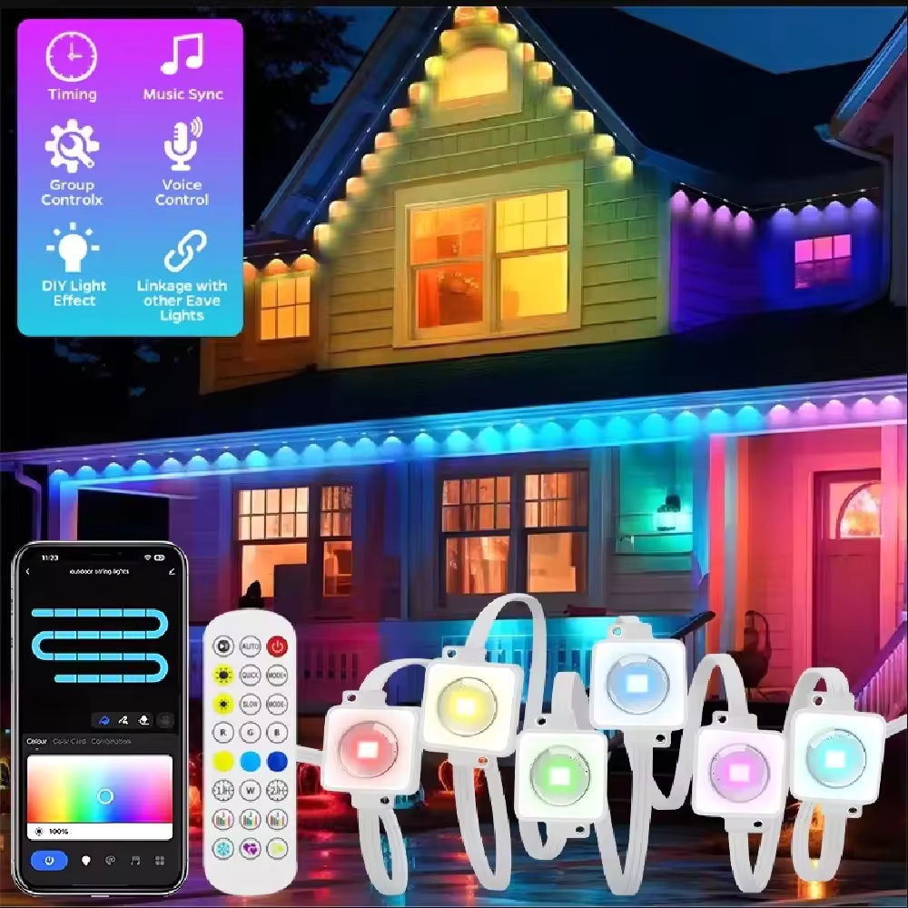 Smart Garden Outdoor - 15M/30M/45M/60M/90M RGBIC Smart Dachrinnenbeleuchtung mit APP/Fernbedienung